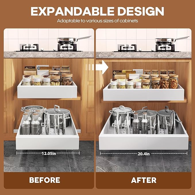 Seinloes 6Pack Expandable Pull Out Cabinet Organizer 21"Deep - Image 3
