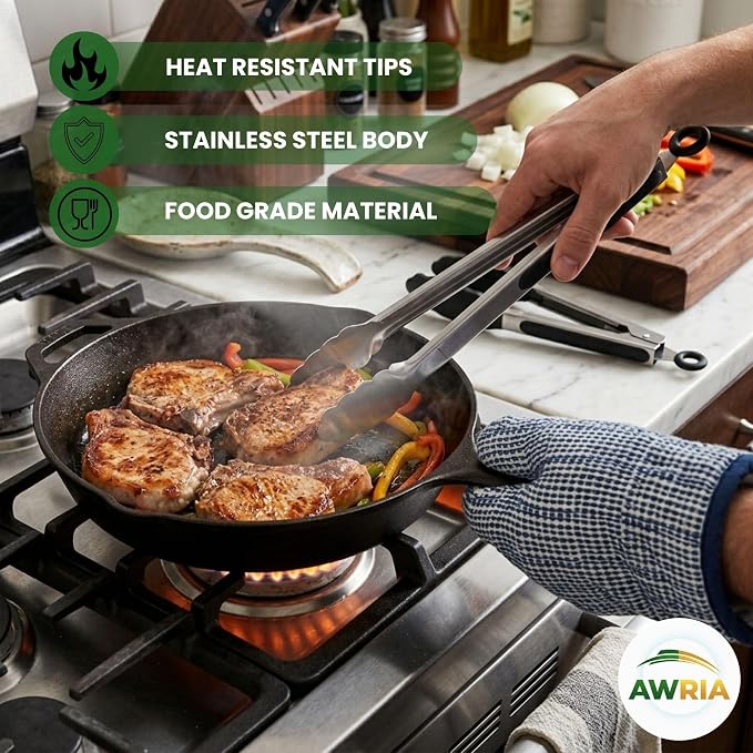 Silicone Tongs for Cooking Heat Resistant Kitchen Tongs Stainless Steel Cooking - Image 3