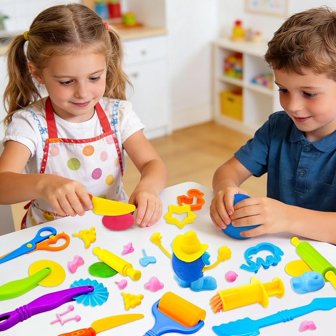 Dough Tools for Kids, 47-Piece Kids Clay and Dough Tool Kit– Includes Roller - Image 4