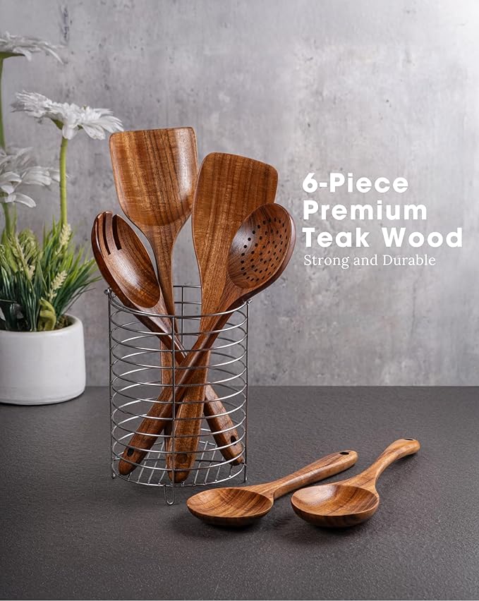 New Kitchen 6 Piece Non Toxic Wooden Spoons - Image 4