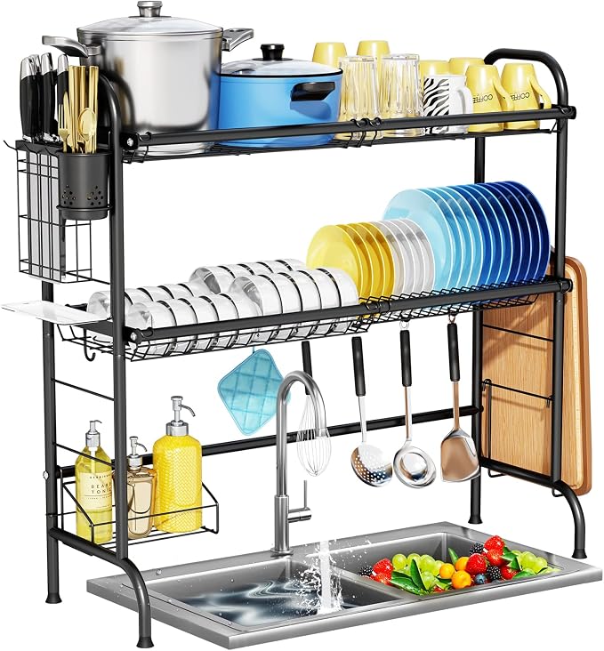 HOWDIA 3-Tier Over The Sink Dish Drying Rack, Stainless Steel Dish Rack by HOWDIA