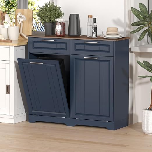 Double 10 Gallon Tilt Out Trash Can Cabinet - Image 9