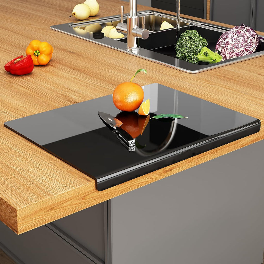 JJL Black Acrylic Cutting Board with Counter Lip, 16 x 12.5 Inches