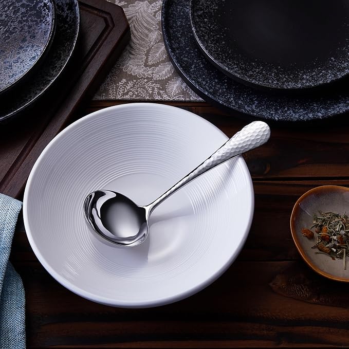 KEAWELL Premium 7.3" Hammered Gravy Ladle – 18/10 Stainless Steel – Exquisite - Image 3