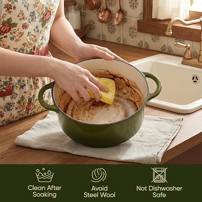 4.5 Quart Dutch Oven Pot with Lid, Non Stick Enameled Cast Iron Dutch Oven - Image 6