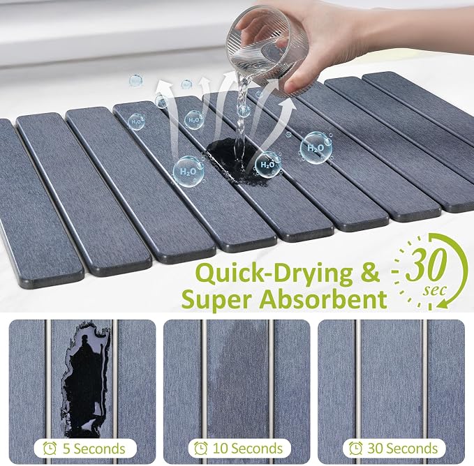 Large Stone Dish Drying Mat for Kitchen Counter, Collapsible Quick Dry Stone - Image 4