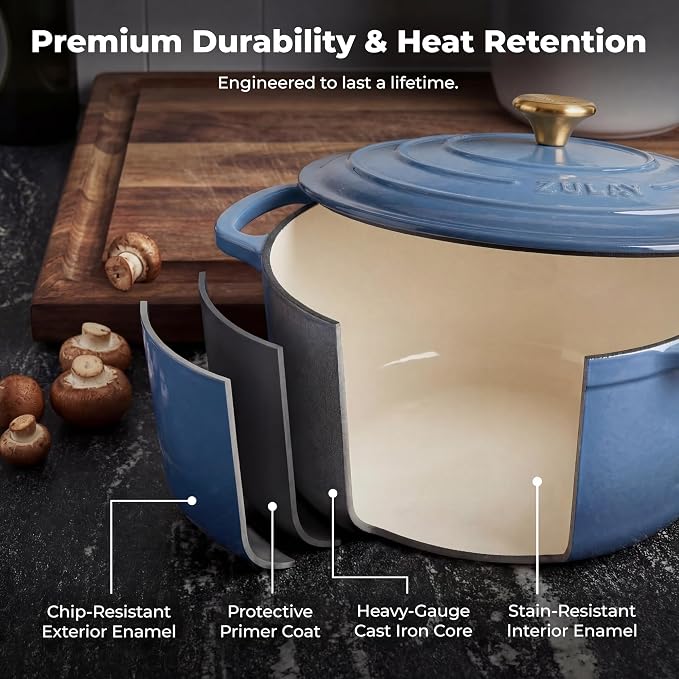 Zulay Kitchen 6 Quart Enameled Cast Iron Dutch Oven Pot - Image 5