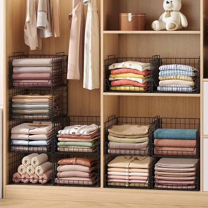 Jakyitvi Stackable Closet Organizers and Storage Bins 4 Pack, Sturdy Metal - Image 2