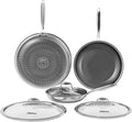 Nonstick Frying Pan Set, 8+10+12 Inch, Honeycomb Stainless Steel Skillet Pans by XBM
