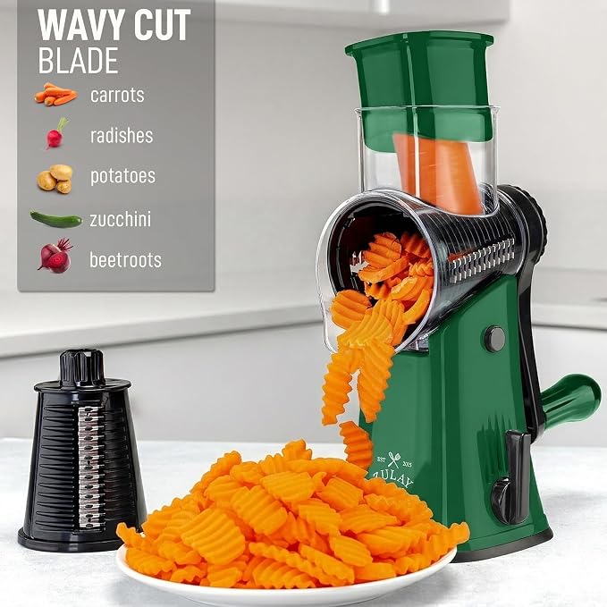 Zulay Kitchen Rotary Cheese Grater 5 Blade Cheese Shredder - Image 4