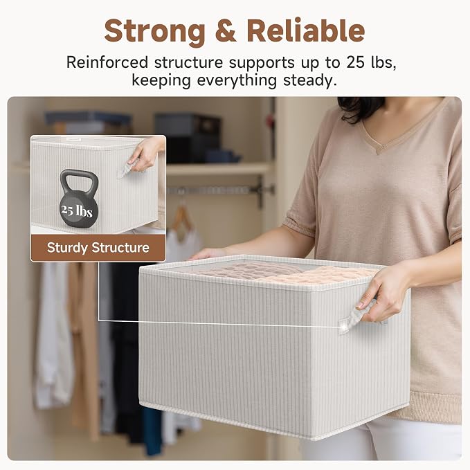 StorageWorks Foldable Shelf Organizer Bins, Closet Storage Baskets - Image 6