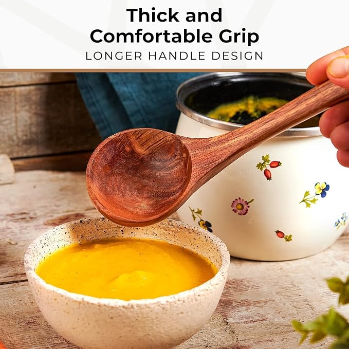 Wooden Ladle for Cooking, Soup Spoon Ladle – Teak Wooden Serving Spoon - Image 5