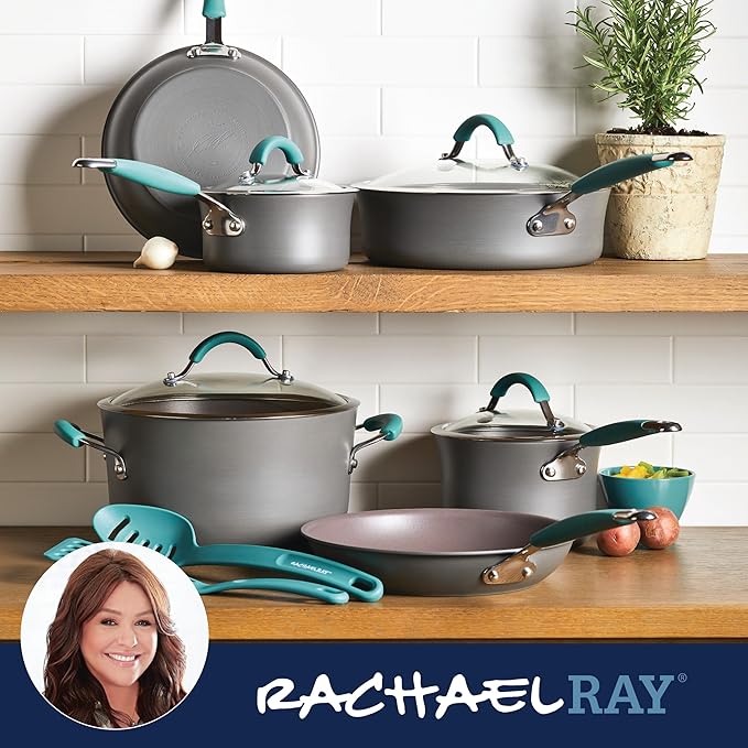 Rachael Ray Cucina Hard Anodized Nonstick Cookware Pots and Pans Set, 12 Piece - Image 7