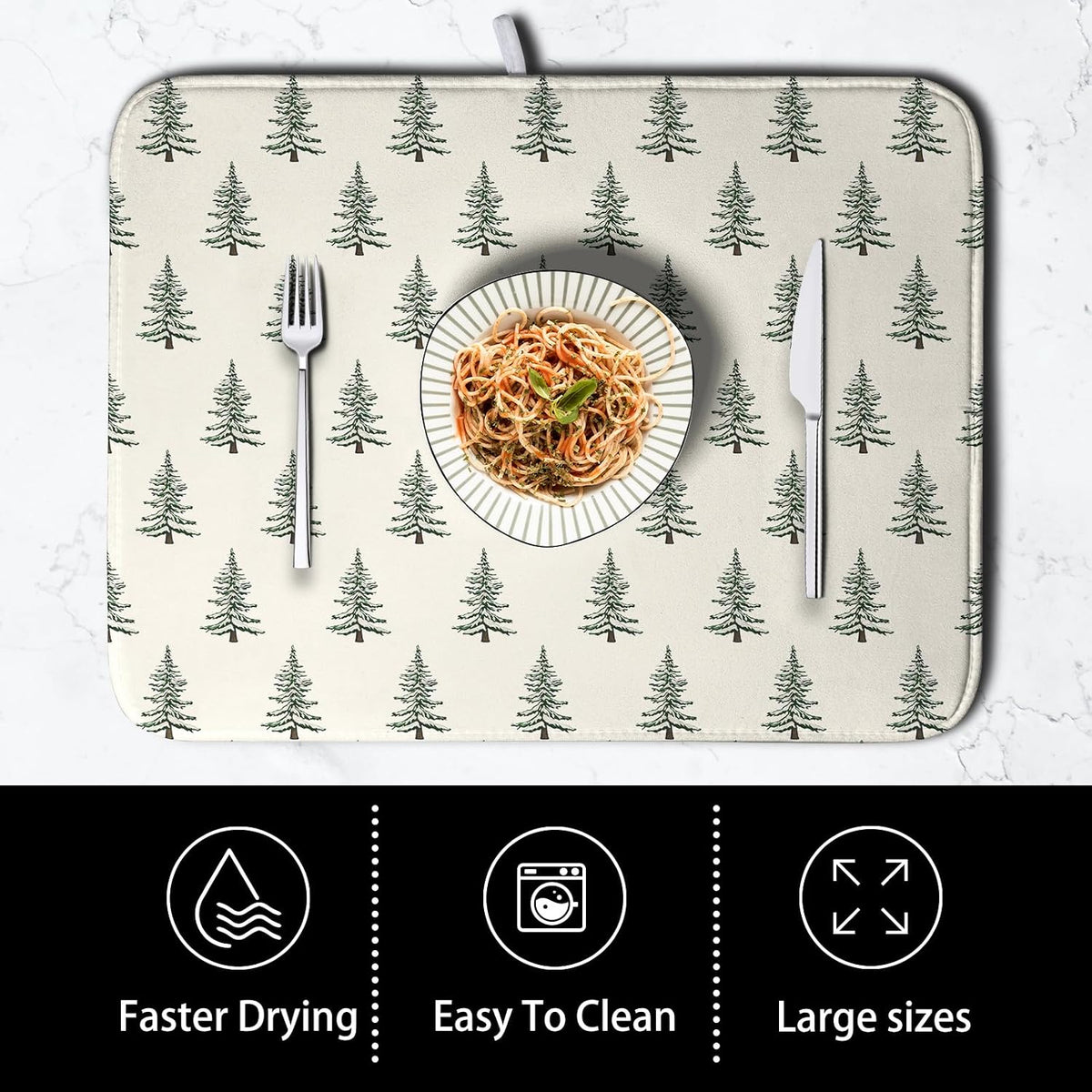 Christmas Tree Dish Drying Mat Winter Xmas Holiday Drying Mats