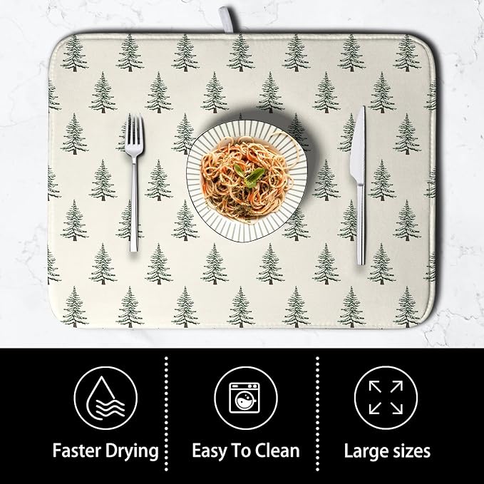 Christmas Tree Dish Drying Mat Winter Xmas Holiday Drying Mats Microfiber - Image 4