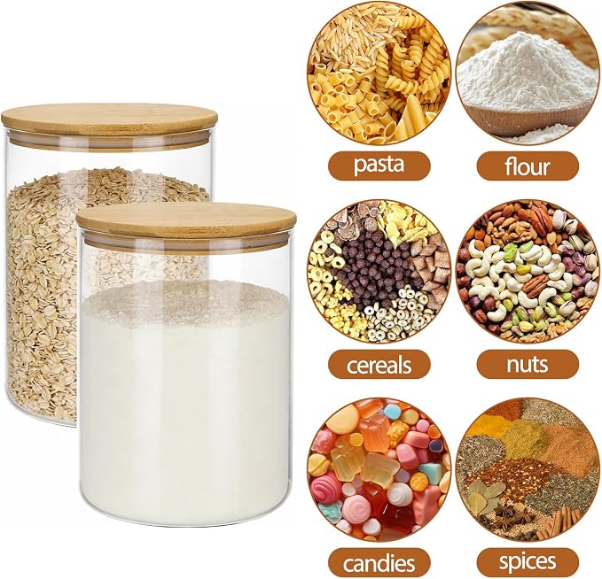 Moretoes 2 Pack 3.6qt Round Glass Storage Containers - Image 3