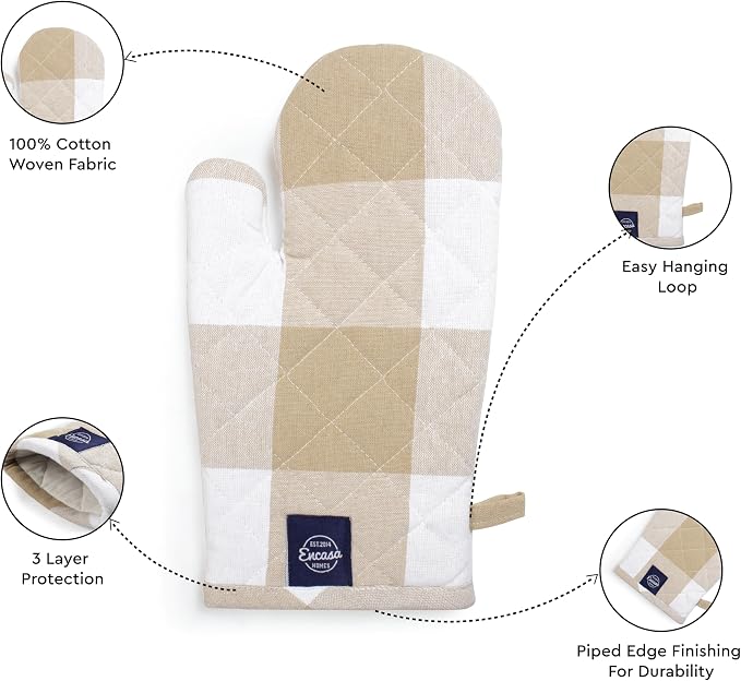 Encasa XO Long 12"x7" Oven Microwave Hand Gloves Mitts - Image 4