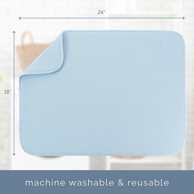 S&T INC. Dish Drying Mat XL, 18” x 24”, Absorbent Microfiber Kitchen Counter Mat - Image 5