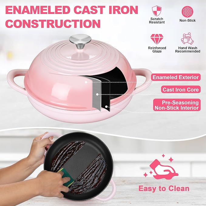 TeamFar Cast Iron Bread Dutch Oven, 6 Qt Enameled Dutch Oven Pot - Image 7
