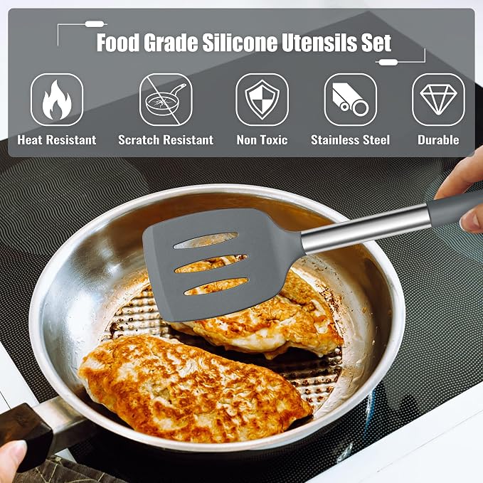 E-far 14 Pieces Silicone Cooking Utensils Set, Kitchen Utensils Set - Image 3