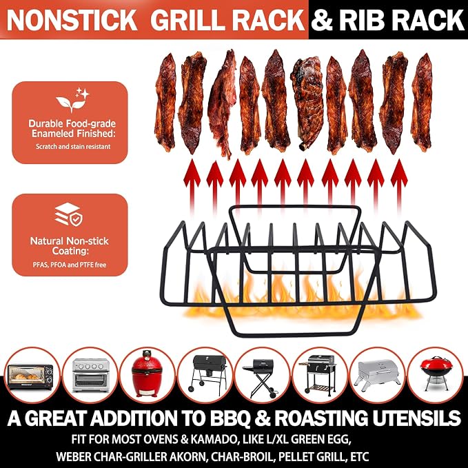 Roasting Rack for Turkey, Non-Stick Safe Coating Heavy-duty Turkey Rack for - Image 8
