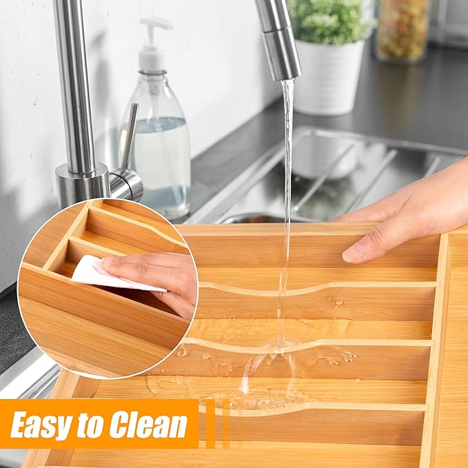 Bellsal Large Premium Bamboo Silverware Organizer - Image 6
