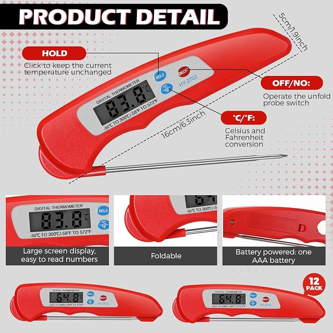 Xuhal 12 Pcs Digital Meat Thermometer - Image 2