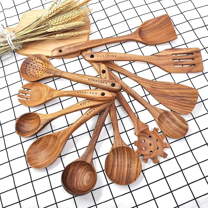 11 Pcs Wooden Kitchen Utensils Set - Image 3