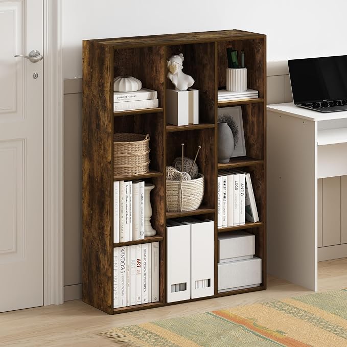 Furinno LUDER Book Shelf, 11-Cube Bookshelf, Reversible Bookcase, 9.4 x 29.1 x - Image 2