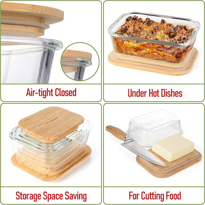 Set of 4 Stackable Space-Saving Nesting Glass Containers - Image 3