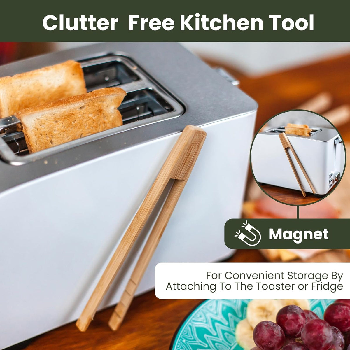 Toaster Tongs With Magnet | Kitchen Utensils For Cooking and Holding