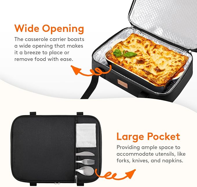 Lifewit Insulated Double Decker Casserole Carrier, Expandable Lasagna Lugger - Image 6