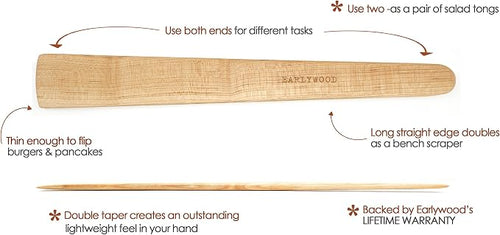 13 in Handmade Kitchen Cooking Utensil, Thin Dark Wood Saute Spatula, turning - Image 2