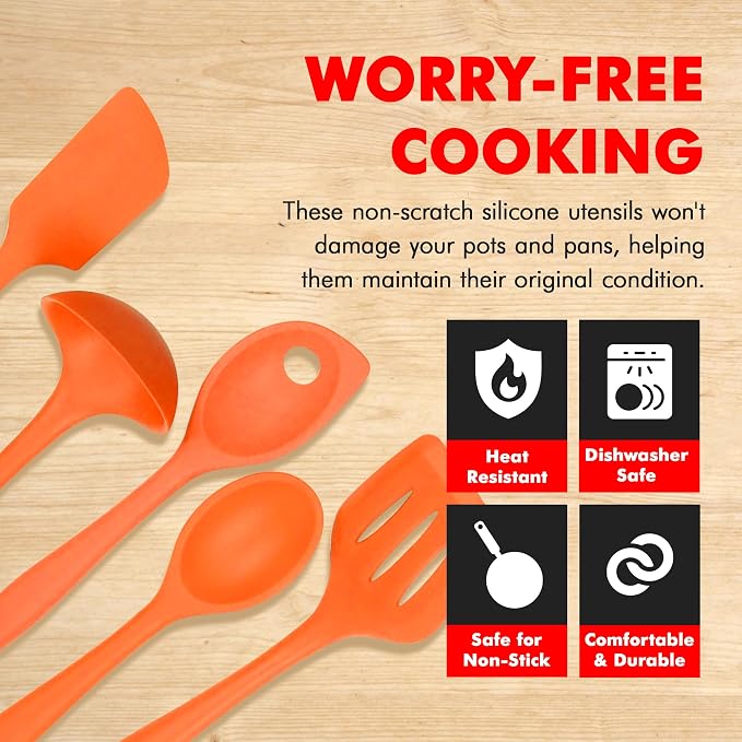 Chef Craft Premium Silicone Kitchen Tool and Utensil Set, 5 Piece - Image 3
