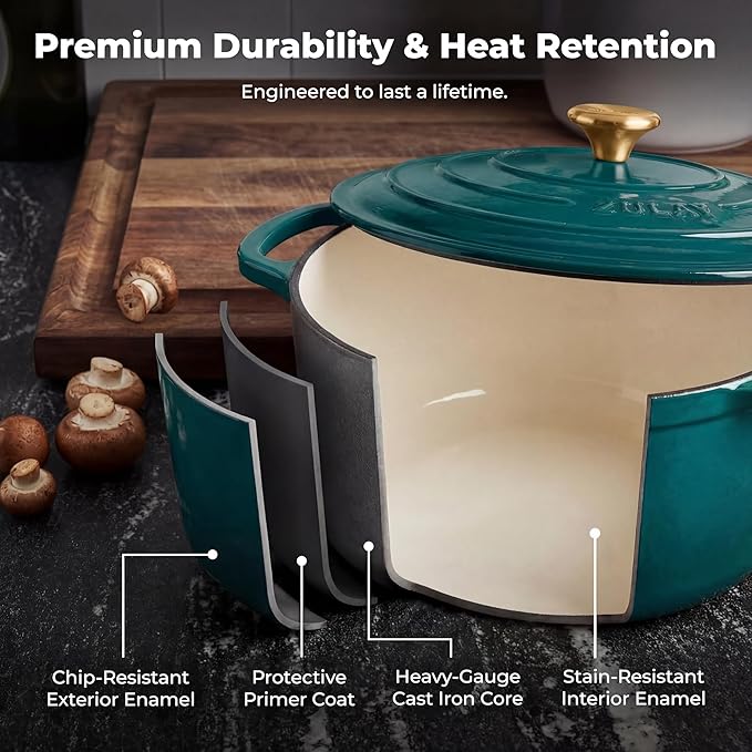 Zulay Kitchen 6.4 Quart Enameled Cast Iron Dutch Oven Pot - Image 5