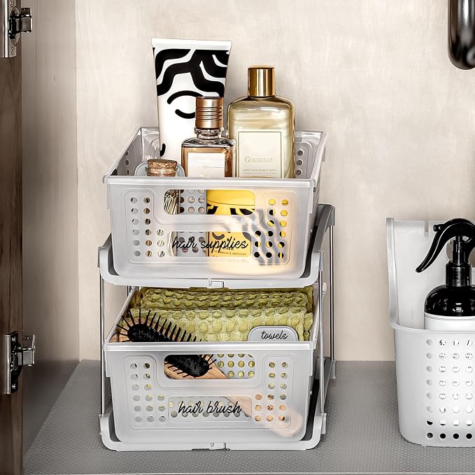 madesmart Premium 2 Tier Organizer, Under Cabinet Storage - Image 2
