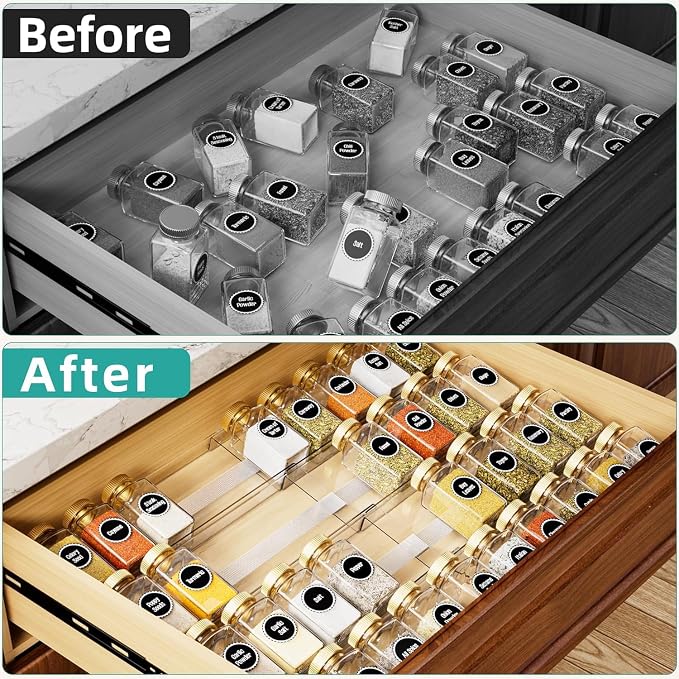 MIUKAA Acrylic Spice Drawer Organizer, 2 Tier - Image 6