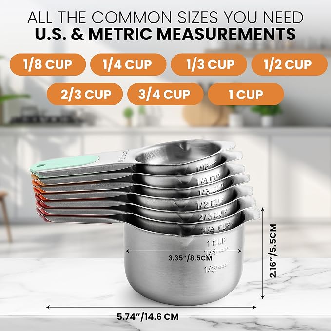 Spring Chef Magnetic Stainless Steel Measuring Cups, Kitchen Tools - Image 3