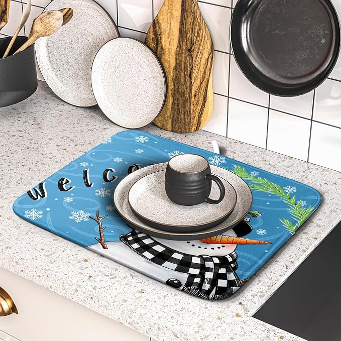 Christmas Snowman Dish Drying Mat - Image 5