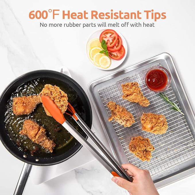 600ºF Heat Resistant Kitchen Tongs: U-Taste 16 inch Extra Long Large Silicone - Image 3
