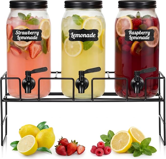 3 Pack 80 oz Glass Beverage Dispenser by RimCereal