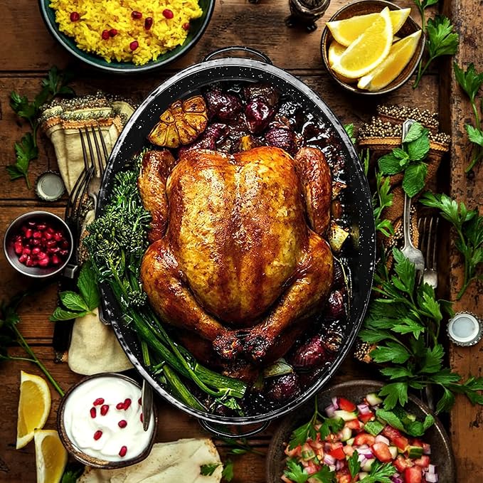 JY COOKMENT 15.7" Enameled Oval Roaster - Image 6