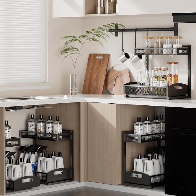 Petiza Under Sink Organizer, 2 Pack Height Adjustable Under Sink Organizers and - Image 6