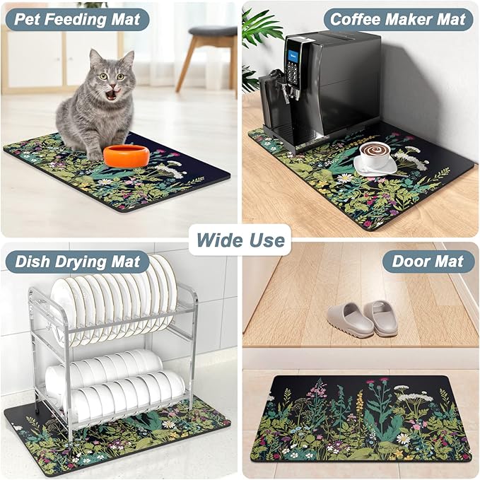 Rnivvi Coffee Mat, Hide Stain Rubber Backed Absorbent Dish Drying Pad - Image 7