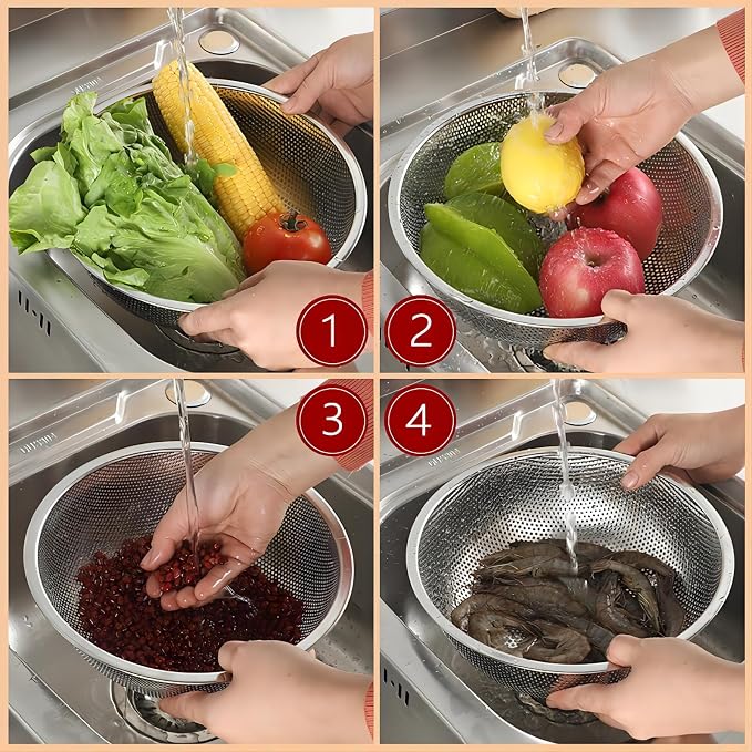 GREATLINK Stainless Steel Colander and Fine Mesh Strainer - Image 7
