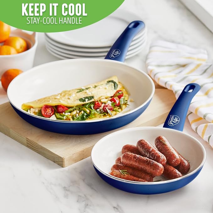 GreenLife Non Stick Fry Pan Set, Non-Toxic PFAS-Free Ceramic Skillets, - Image 9