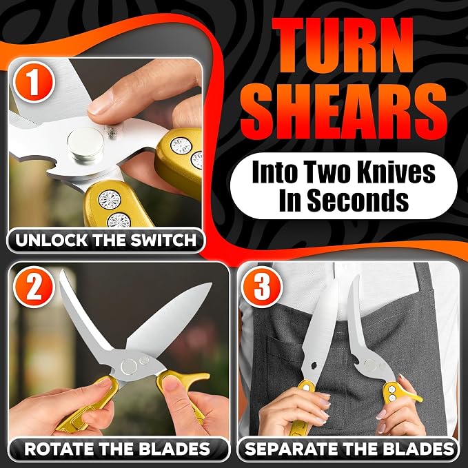 Heavy Duty Poultry Shears – Kitchen Shears Dishwasher Safe, Spring-Loaded - Image 6