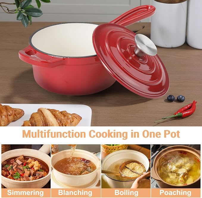 Enameled Cast Iron Sauce Pan, 1 Quart Enameled Saucepan - Image 6