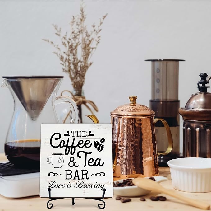 Coffee Bar Sign, Love is Brewing Farmhouse Tabletop Decor, Coffee and Tea Lover - Image 6