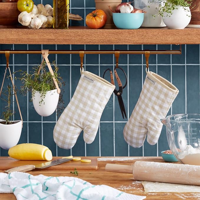 KitchenAid Gingham Oven Mitt 2-Pack Set - Image 2